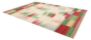 Tappeto Kilim Moderno Patchwork Avorio Rosso 250x352 Cm