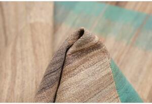 Tappeto Kilim Moderno Geometrico Beige Azzurro 247x350 Cm