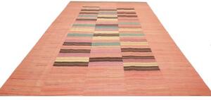 Tappeto Kilim Moderno Geometrico Rosa Antico Marrone Scuro 257x380 Cm