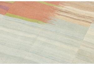 Tappeto Kilim Moderno Geometrico Beige Azzurro 157x206 Cm