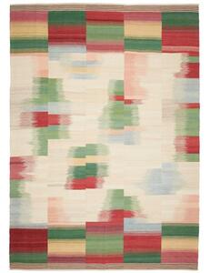 Tappeto Kilim Moderno Patchwork Avorio Rosso 250x352 Cm
