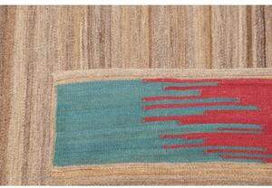 Tappeto Kilim Moderno Geometrico Beige Marrone 223x322 Cm