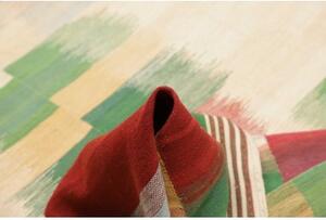 Tappeto Kilim Moderno Patchwork Avorio Rosso 250x352 Cm
