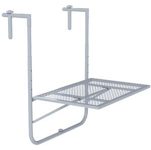 Outsunny Tavolo da Balcone Pieghevole 4-Veloce Regolabile in Altezza, Tavolo Sospeso in Metallo, Resistente alle Intemperie, 60x40 cm, Grigio | Aosom Italy