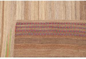 Tappeto Kilim Moderno Patchwork Marrone Beige 214x304 Cm