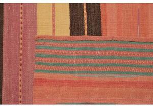 Tappeto Kilim Moderno Geometrico Rosa Antico Marrone Scuro 257x380 Cm