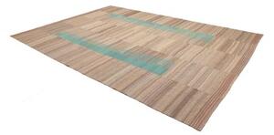 Tappeto Kilim Moderno Geometrico Beige Azzurro 247x350 Cm