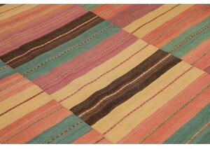 Tappeto Kilim Moderno Geometrico Rosa Antico Marrone Scuro 257x380 Cm