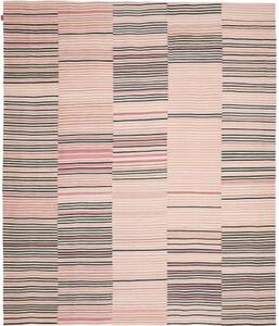 Tappeto Kilim Moderno Geometrico Rosa Antico Nero 252x300 Cm