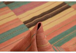 Tappeto Kilim Moderno Geometrico Rosa Antico Marrone Scuro 257x380 Cm