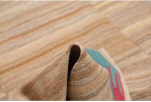 Tappeto Kilim Moderno Geometrico Beige Marrone 223x322 Cm