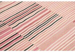 Tappeto Kilim Moderno Geometrico Rosa Antico Nero 252x300 Cm