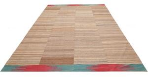 Tappeto Kilim Moderno Geometrico Beige Marrone 223x322 Cm