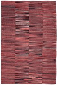 Tappeto Kilim Moderno Patchwork Rosso Mattone Nero 190x291 Cm