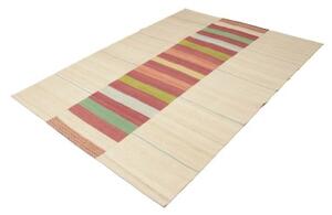 Tappeto Kilim Moderno Geometrico Avorio Rosso 166x225 Cm