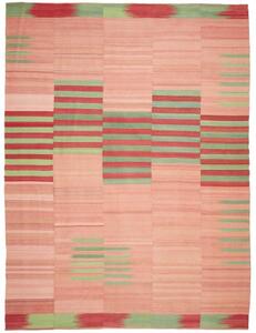 Tappeto Kilim Moderno Geometrico Rosa Rosso 268x352 Cm