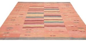 Tappeto Kilim Moderno Patchwork Rosa Pesca Rosso Mattone 218x239 Cm