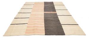 Tappeto Kilim Moderno Geometrico Avorio Nero 211x267 Cm