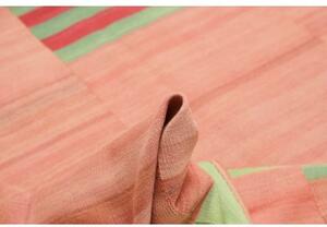 Tappeto Kilim Moderno Geometrico Rosa Rosso 268x352 Cm