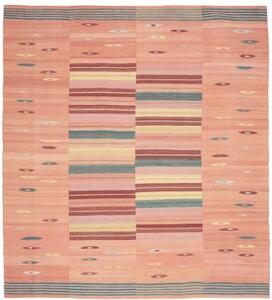 Tappeto Kilim Moderno Patchwork Rosa Pesca Rosso Mattone 218x239 Cm