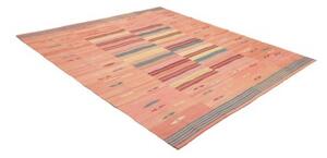 Tappeto Kilim Moderno Patchwork Rosa Pesca Rosso Mattone 218x239 Cm