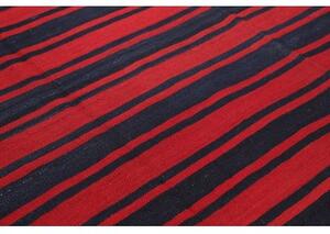 Tappeto Kilim Vintage Geometrico Rosso Blu Scuro 276x292 Cm