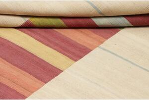 Tappeto Kilim Moderno Geometrico Avorio Rosso 166x225 Cm
