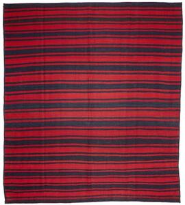 Tappeto Kilim Vintage Geometrico Rosso Blu Scuro 276x292 Cm
