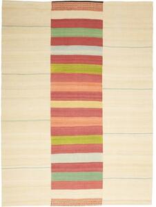 Tappeto Kilim Moderno Geometrico Avorio Rosso 166x225 Cm