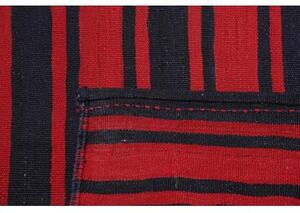 Tappeto Kilim Vintage Geometrico Rosso Blu Scuro 276x292 Cm