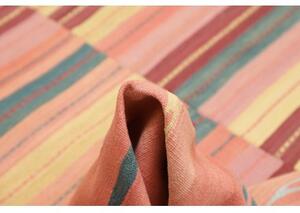 Tappeto Kilim Moderno Patchwork Rosa Pesca Rosso Mattone 218x239 Cm