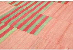 Tappeto Kilim Moderno Geometrico Rosa Rosso 268x352 Cm