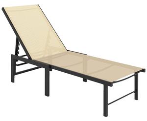 Outsunny Lettino Reclinabile da Giardino Esterno con Schienale Regolabile in 4 Posizioni e Telaio in Acciaio, 166x60x84 cm, Kaki | Aosom Italy