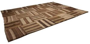 Tappeto Kilim Vintage Patchwork Marrone Scuro Beige 430x517 Cm