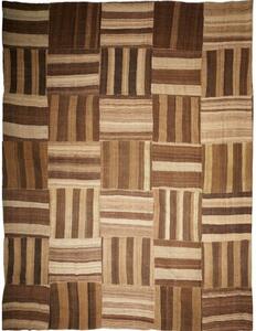 Tappeto Kilim Vintage Patchwork Marrone Scuro Beige 430x517 Cm