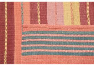 Tappeto Kilim Moderno Patchwork Rosa Pesca Rosso Mattone 218x239 Cm