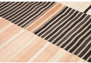 Tappeto Kilim Moderno Geometrico Avorio Nero 211x267 Cm