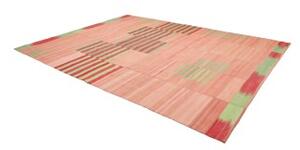 Tappeto Kilim Moderno Geometrico Rosa Rosso 268x352 Cm