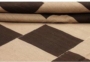 Tappeto Kilim Moderno Geometrico Marrone Beige 222x285 Cm