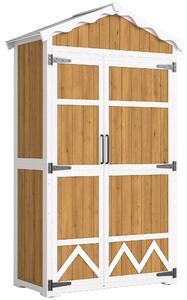 Outsunny Casetta da Giardino in Legno, Armadio per Attrezzi con 4 Ripiani e Tetto in Metallo Zincato, 105x55x179 cm, Color Naturale | Aosom Italy