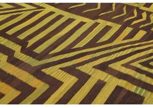 Tappeto Kilim Moderno Geometrico Marrone Verde 300x389 Cm