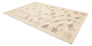Tappeto Kilim Moderno Geometrico Avorio Tortora 208x298 Cm