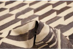 Tappeto Kilim Moderno Geometrico Marrone Scuro Avorio 213x305 Cm