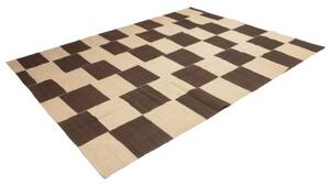 Tappeto Kilim Moderno Geometrico Marrone Beige 222x285 Cm