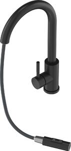 Granitan | LOSETO - Miscelatore da cucina - Bocca estraibile - 2 tipi di getto - Nero - Acciaio inossidabile - Carica in Vetroceramica