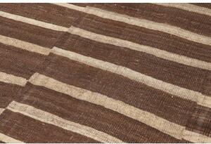 Tappeto Kilim Moderno Geometrico Marrone Avorio 197x302 Cm