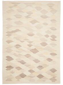 Tappeto Kilim Moderno Geometrico Avorio Tortora 208x298 Cm