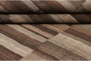 Tappeto Kilim Moderno Geometrico Marrone Avorio 278x398 Cm