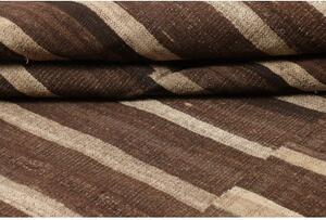 Tappeto Kilim Moderno Geometrico Marrone Avorio 197x302 Cm