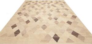 Tappeto Kilim Moderno Geometrico Beige Avorio 273x354 Cm